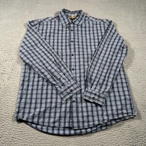 Timberland Shirt Men Large Blue Black Checkered Long Sleeve Button Up Work